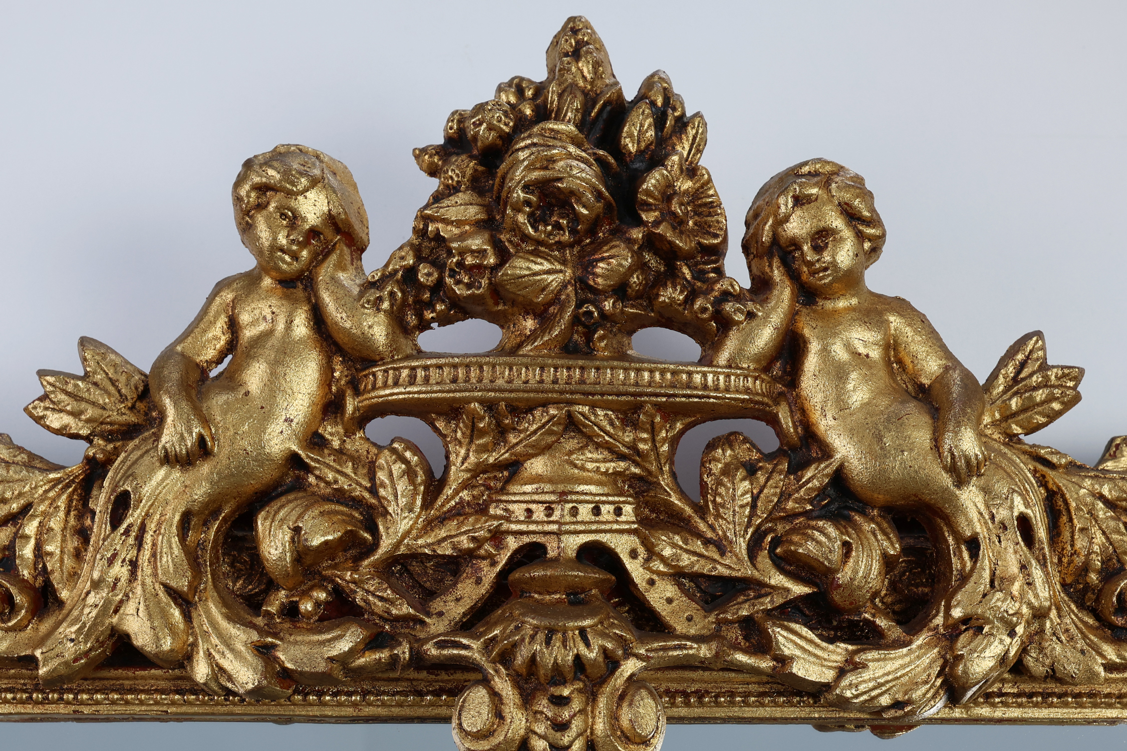 French rococo style richly sculpted gilted oak mirror, 19th century thumbnail
